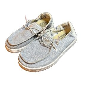 Hey Dude Wendy Youth Star Azora Blue White Slip On Loafers Shoes Kids Size Y1 L2